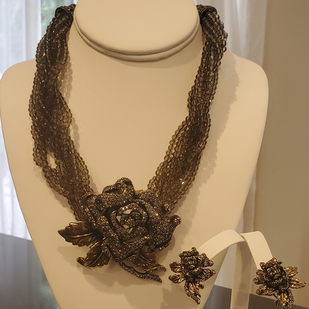 Heidi Daus Rose Elegance Necklace and Earrings